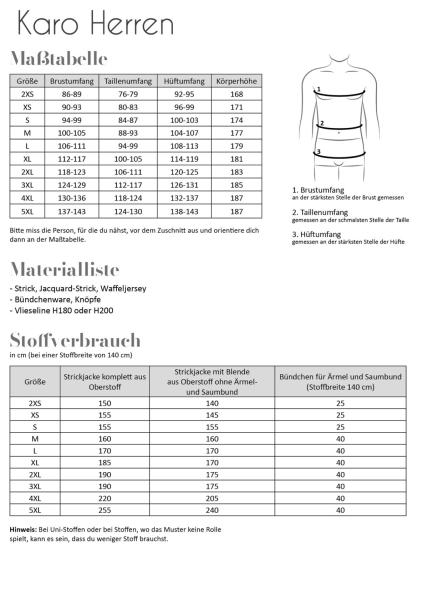 Papierschnittmuster - Herren Strickjacke Karo
